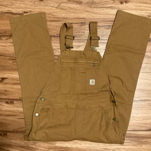 Carhartt Rugged Flex Canvas Double Front Bib Overall NWT Tan Brown